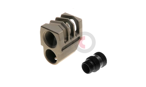 GunDay 14mm- / 11mm+ Compensator for WE M17 / M18 Series - TAN (PID:22017)